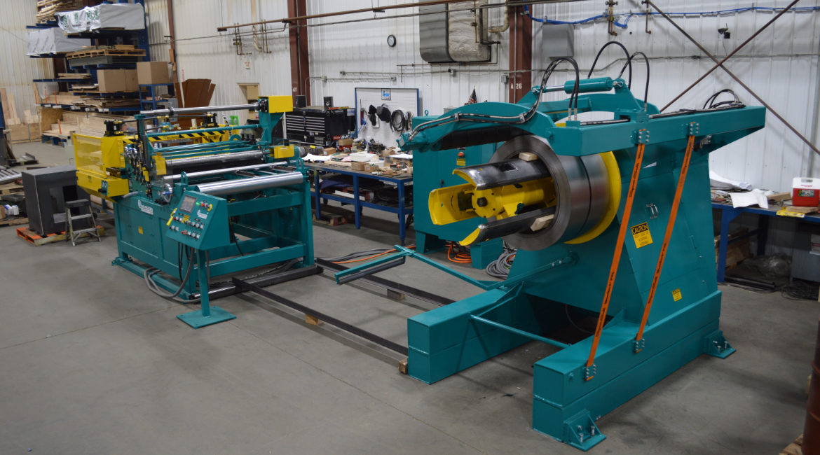 cut-to-length, CTL, blanking, cut line, stock reel, uncoiler, drop-in uncoiler, multi-coil uncoiler, coil reel, payoff reel, motorized uncoiler, powered uncoiler, coil car, coil loading car, coil loading & storage car, straightener, powered stock straightener, stock straightener, metal coil straightener, peeler table, peeler/threader table, peeler blade, flying shear, flying cutoff, cutoff shear, motorized flying shear, traveling shear, vinyl applicator, plastic applicator, top-surface applicator, top surface vinyl applicator, close tolerance, close tolerance package, computerized control, touchscreen, touchscreen HMI, surface protection package, surface protection, surface critical, surface critical package